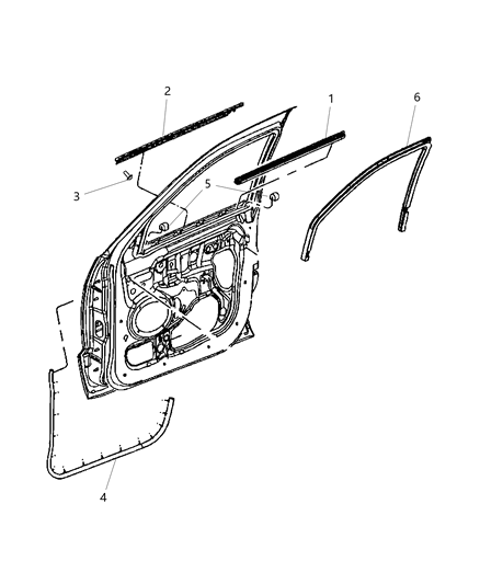 2012 Dodge Durango Weatherstrip Front Door Belt Outer Diagram for 55399161AB