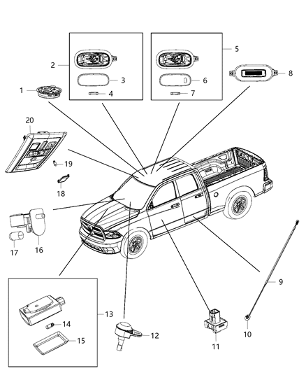 2013 Ram 1500 Courtesy Lamp Diagram for 56042559AA
