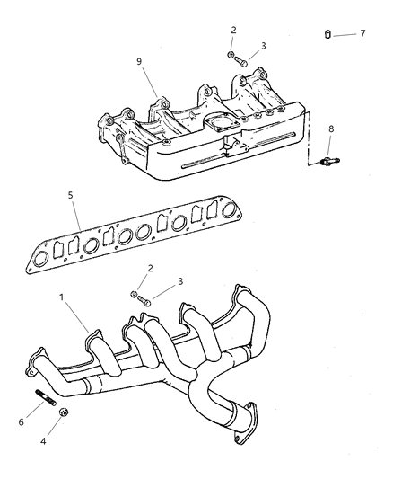 1999 Jeep Grand Cherokee Exhaust Manifold, Passenger Side Diagram for 53010199