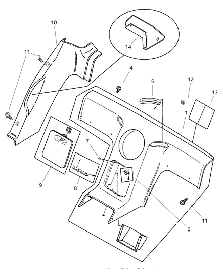1997 Dodge Viper Quarter & Rear Bulkhead Panels Diagram 1 - Thumbnail