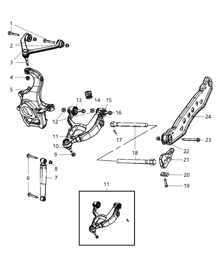 2008 Dodge Durango Arm Lower Control Front Diagram for 52855529AA