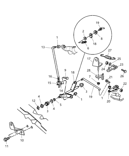 2002 Dodge Ram 3500 Regular Cab Controls, Gearshift, Lower Diagram 2 - Thumbnail