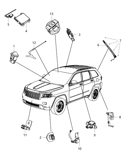 2013 Jeep Grand Cherokee Sensor Height Diagram for 68164814AA