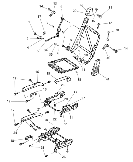 1998 Chrysler Sebring Convertible Attaching Seat Parts Diagram