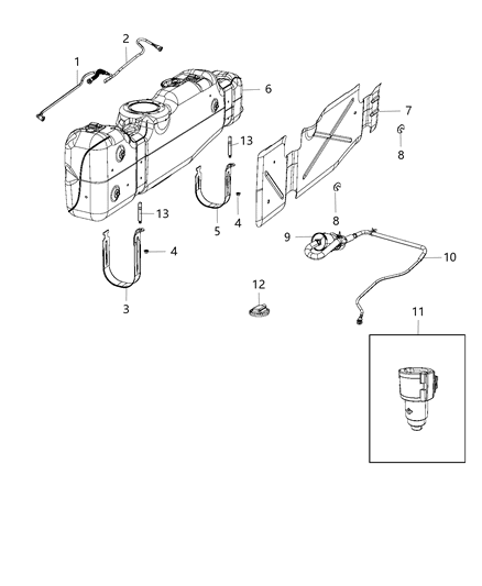 2016 Ram 3500 Cab Chassis(<10K lb.) Fuel Tank Diagram