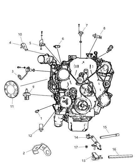 2009 Jeep Wrangler Sensors - Engine Diagram 1 - Thumbnail