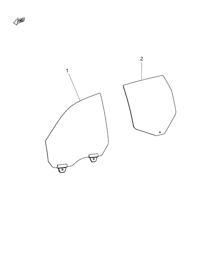 2014 Jeep Grand Cherokee Glass, Front & Rear Door Diagram