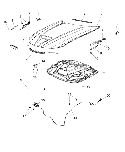 2018 Dodge Charger Silencer Hood Diagram for 68309048AB