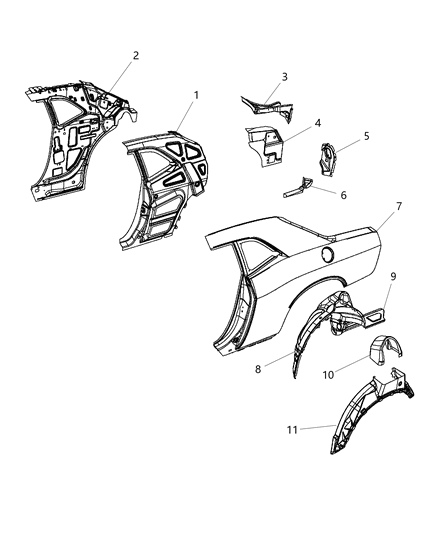 2013 Dodge Challenger Panel Bodyside Aperture Rear Diagram for 68043537AD