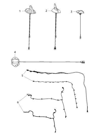 2014 Ram 1500 Antenna Base Cable And Bracket Diagram for 5064973AB