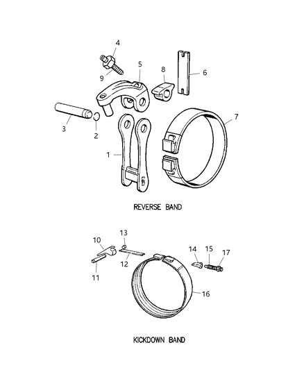 1997 Dodge Ram 3500 Bands, Reverse & Kickdown With Linkage Diagram 1 - Thumbnail