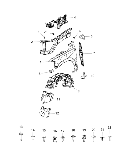 2020 Ram 1500 Closure Fender Diagram for 68299825AF