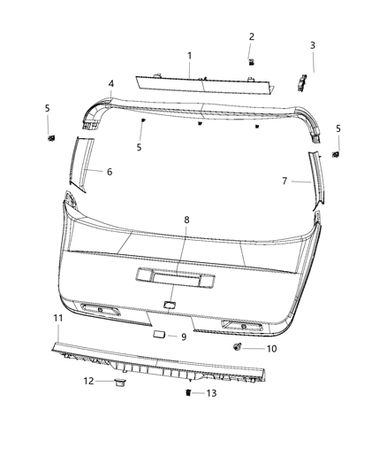 2010 Dodge Journey Panel Rear Header Diagram for 1DE55DW1AB