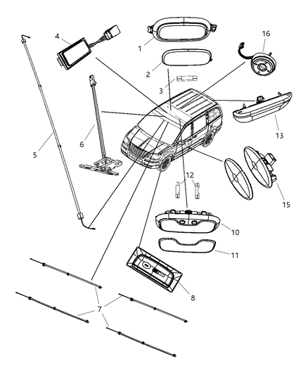 2008 Dodge Grand Caravan Lamp Auxiliary Illuminated Cup Holder Center Tray LED Diagram for 1DK091W1AA