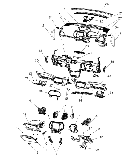 2018 Jeep Cherokee Instrument Panel of Interior Trim Diagram 2 - Thumbnail