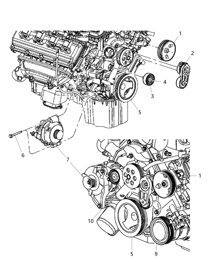 2008 Jeep Grand Cherokee Pulley & Related Parts Diagram 3 - Thumbnail