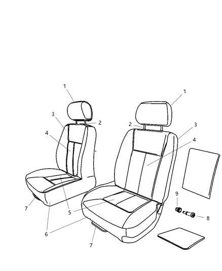 2011 Ram Dakota Front Seat - Bucket Diagram 1 - Thumbnail