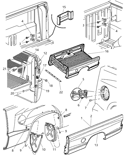 2005 Dodge Dakota Wheelhouse Rear Inner Diagram for 55256034AC
