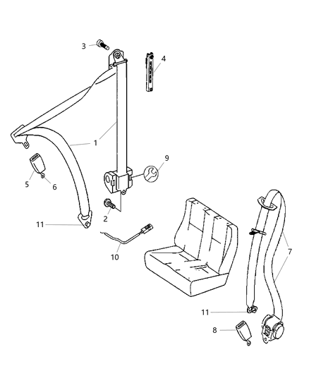 2007 Dodge Sprinter 3500 Seat Belt Front Outer Dual Passenger Seat Diagram for 1HF08DX9AA