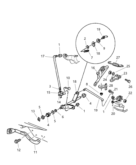 2000 Dodge Ram 3500 Quad & Club Cab Controls, Gearshift Lower Diagram 2 - Thumbnail