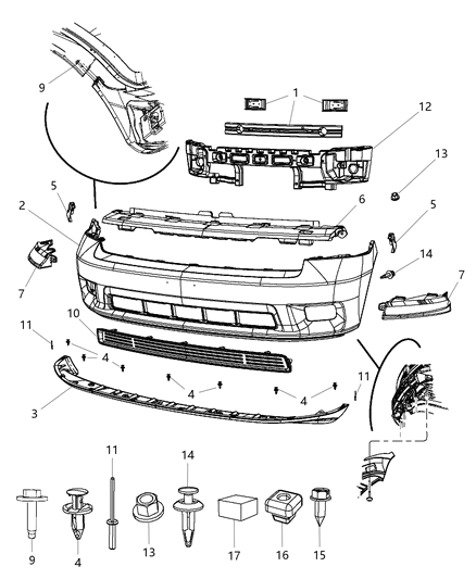2012 Ram 1500 Bumper Cover, Front Diagram for 1JS52TZZAA