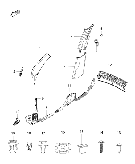 2018 Jeep Compass Interior Moldings And Pillars Diagram