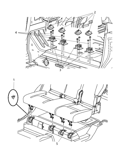 2005 Chrysler PT Cruiser Seat - Rear Attachments Floor Pan Diagram 1 - Thumbnail