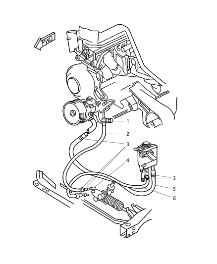 2000 Dodge Dakota Power Steering Hoses Diagram 1 - Thumbnail