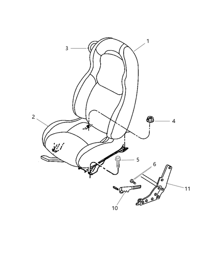 1999 Dodge Viper Seat Cushion, Front Diagram for SN591X9AA