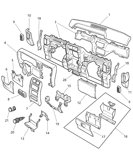 2001 Jeep Cherokee Ashtray Assembly Diagram for 5EB68LAZAB