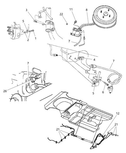 1998 Dodge Neon Lines & Hoses, Brake Diagram 1 - Thumbnail