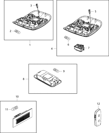 2016 Jeep Renegade Console Overhead, See 008-1100-1115 Diagram for 6FD45MS7AA