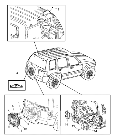 2002 Jeep Liberty License Lamp Nut, Lower Diagram for 6506924AA