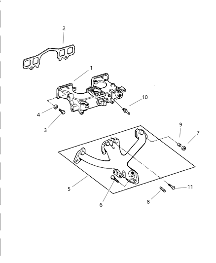 2001 Jeep Wrangler Manifolds - Intake & Exhaust Diagram 1 - Thumbnail