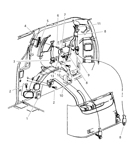 1997 Dodge Grand Caravan Adjuster, Front Diagram for 4680418