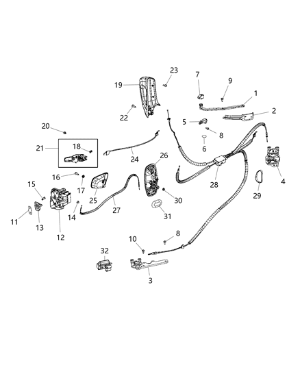2016 Ram ProMaster City Sliding Door Latch, Hinges And Handles Diagram