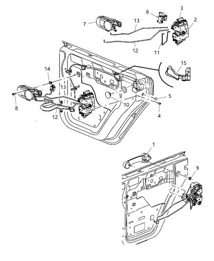 2008 Jeep Wrangler Latch Rods Diagram for 55395811AB