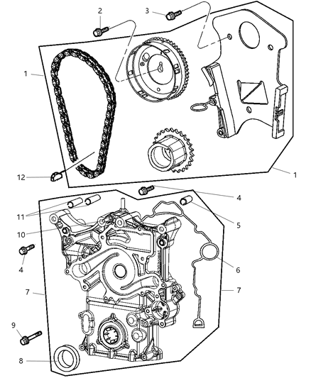 2007 Chrysler 300 Timing Cover Bolt Diagram for 6102157AA