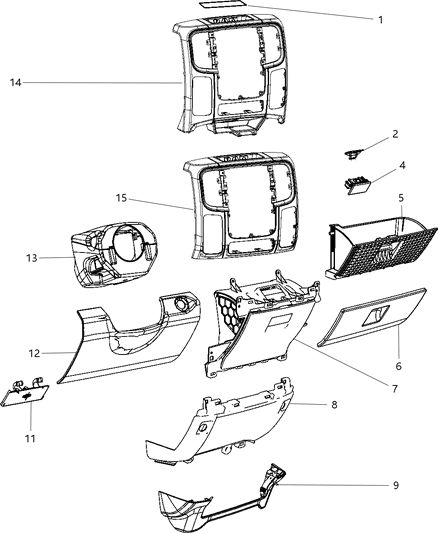 2018 Ram 3500 Cab Chassis Instrument Panel Trim Diagram 1 - Thumbnail