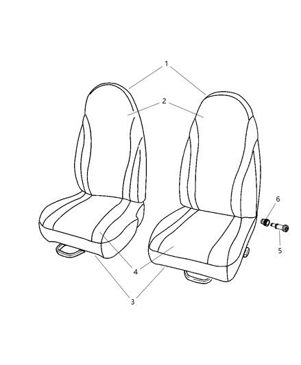 2001 Dodge Dakota Seat Back, Taupe, Front Diagram for TG341L5AA
