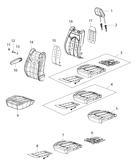 2020 Chrysler Pacifica Seat Cushion Pad, Front Diagram for 68316533AB
