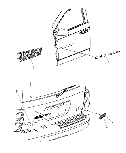 2009 Chrysler Aspen Nameplate, Front Diagram for 55364717AA