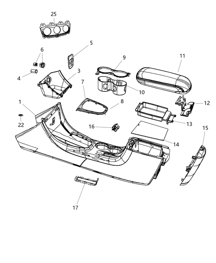 2011 Chrysler 200 Bezel Console Shifter Diagram for 1SW69DX9AA