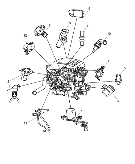 2007 Jeep Grand Cherokee Sensor Oxygen [Upstream], Front Diagram for 5149012AA