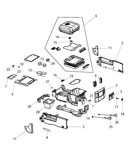 2013 Ram 3500 Pickup Floor Console Diagram 2 - Thumbnail