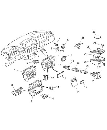 2003 Dodge Sprinter 3500 Ashtray Diagram for 5124226AA