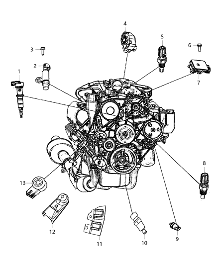 2018 Ram 3500 Pickup Sensors, Engine Diagram 1 - Thumbnail
