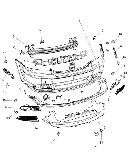 2009 Dodge Journey Fascia, Front Diagram