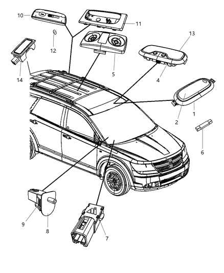 2009 Dodge Journey Lamp Courtesy Diagram for 5023945AA