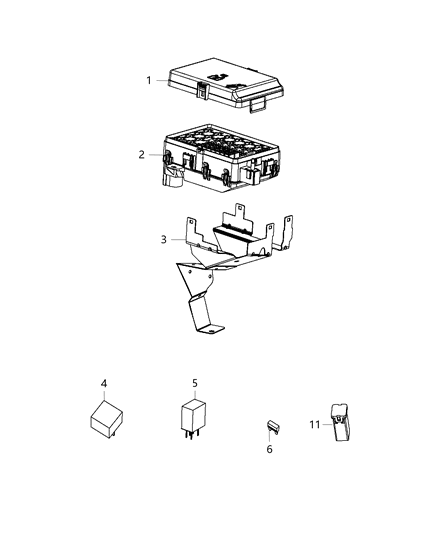 2016 Chrysler 300 Cover Power Distribution Center Lower Diagram for 68304212AA